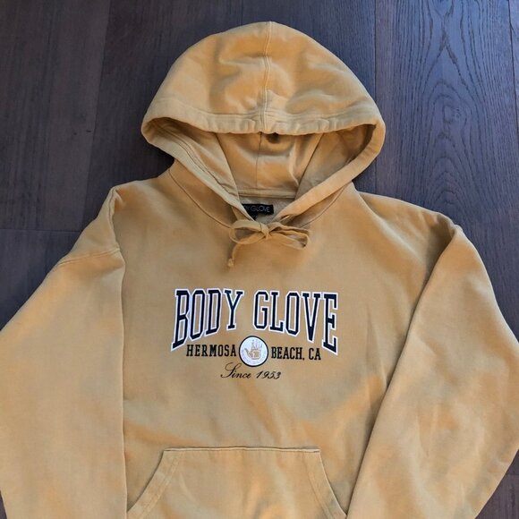 Body Glove Prep School Chill Fleece Retro Style 100% Cotton Hoodie Gold Sz XS - Picture 9 of 16